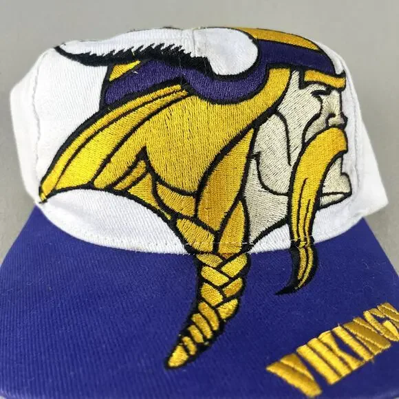 Vintage Minnesota Vikings Hat Snapback White The Game Big Logo NFL Football 90s - Picture 3 of 12